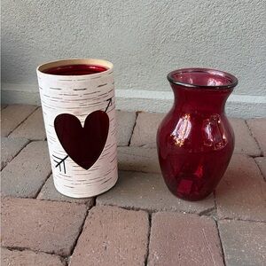 Set of Two Valentines Day Inspired Flower Vases 9in Height
